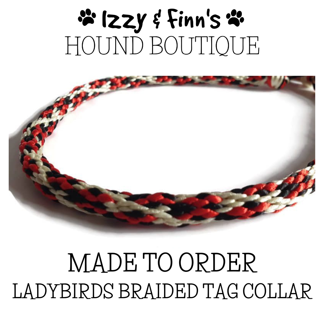 Made to Order - Ladybird Braided Tag Dog Collar