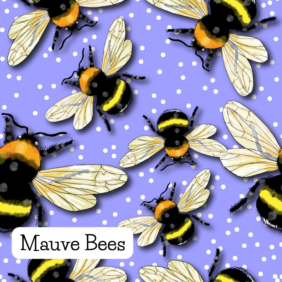 Mauve Bees Waterproof Fabric