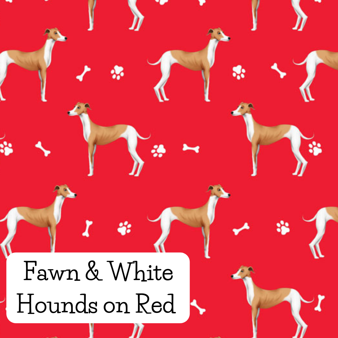 Fawn & White Hounds on Red