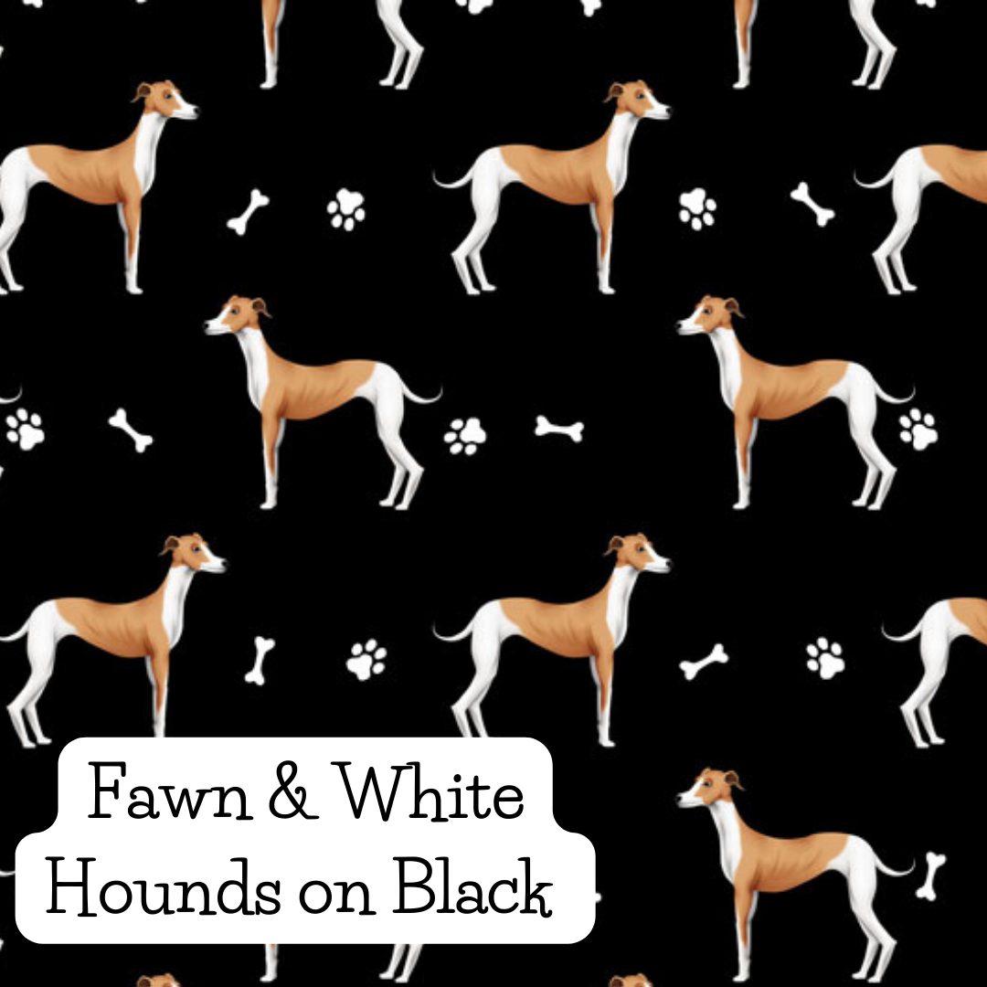 Fawn & White Hounds on Black