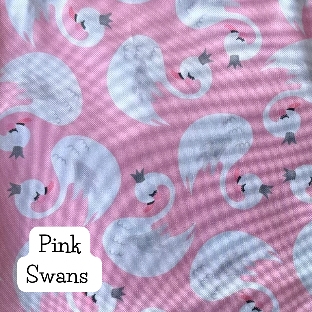 Pink Swans Waterproof Fabric 