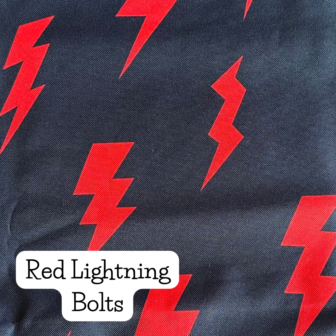 Red Lightning Bolts Waterproof Fabric 