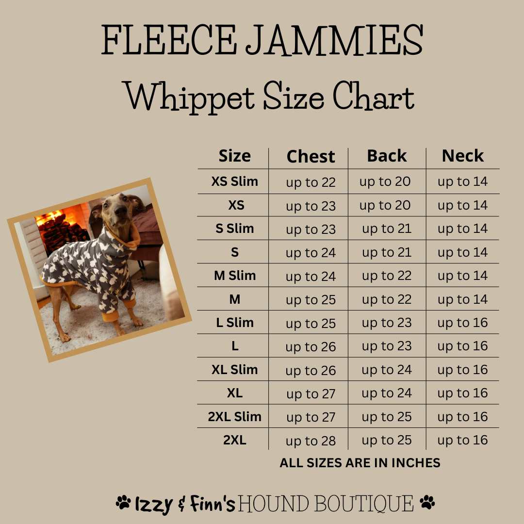 Fleece Jammies Whippet Size Guide