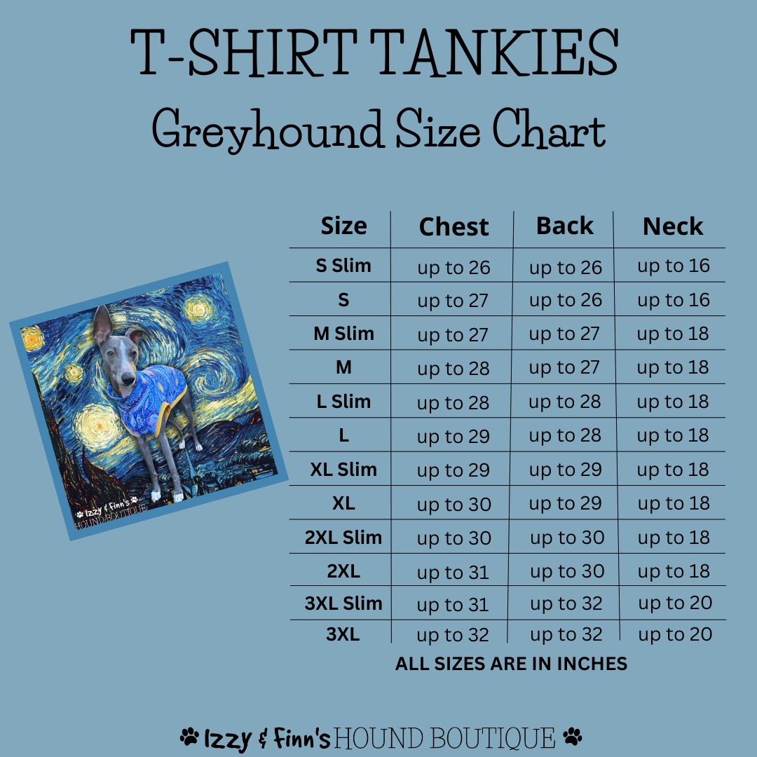 T-shirt Tankies Greyhound Size Guide