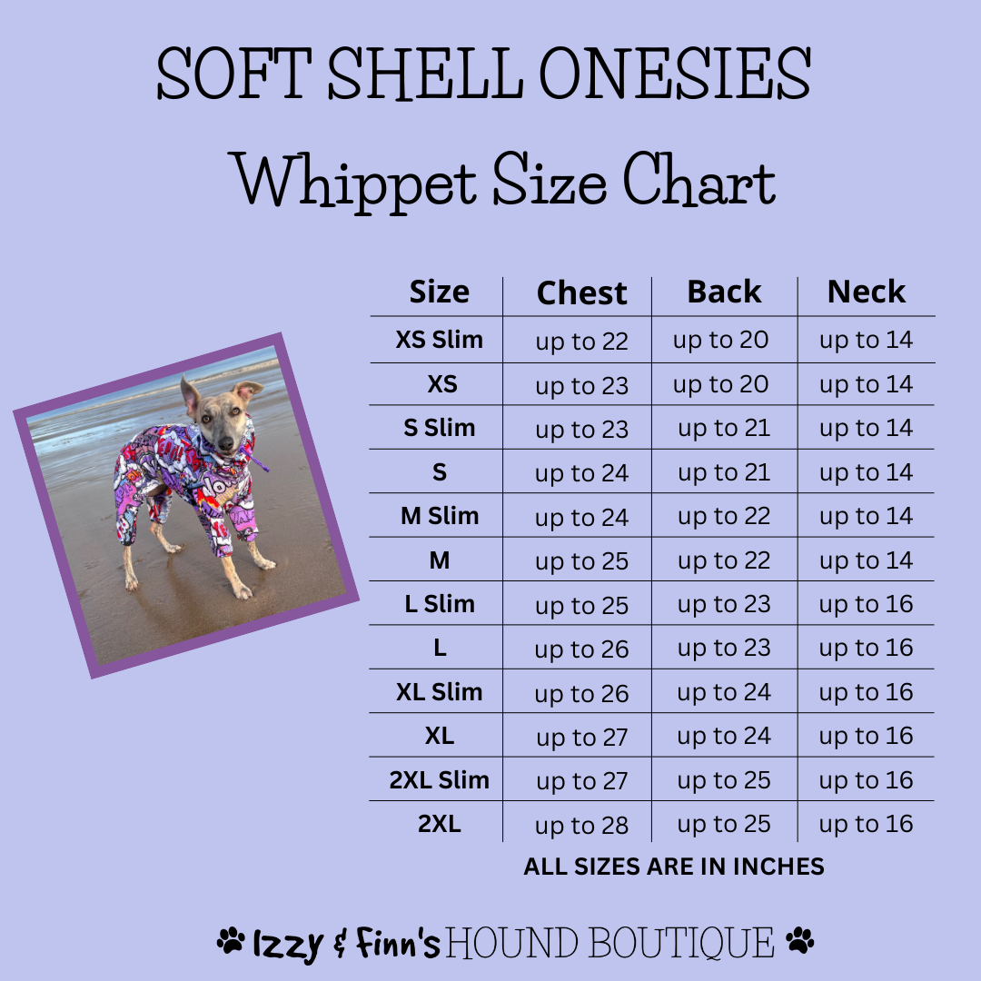 Soft Shell Onesies Whippet Size Guide
