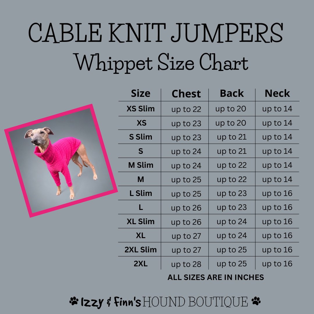 Cable Knit Jumpers Whippet Size Guide