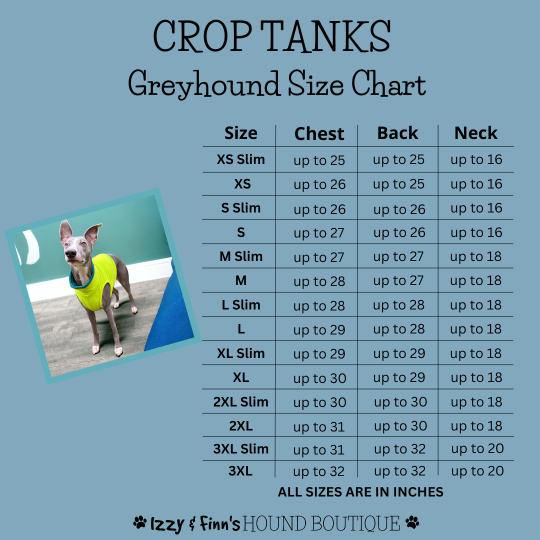 Crop Tank Greyhound Size Guide