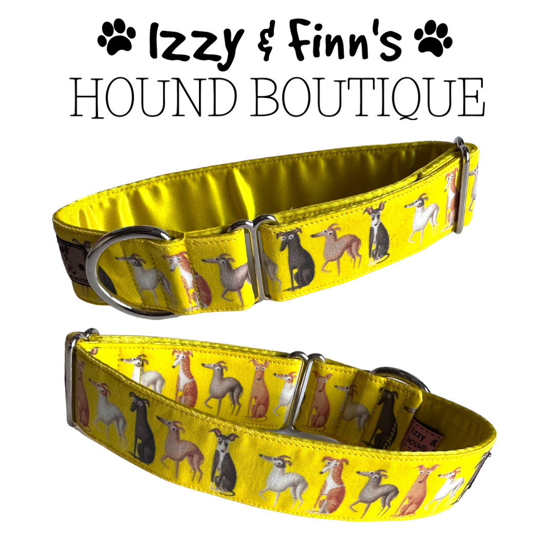 1.5" Yellow Picasso Hounds Greyhound House Collar