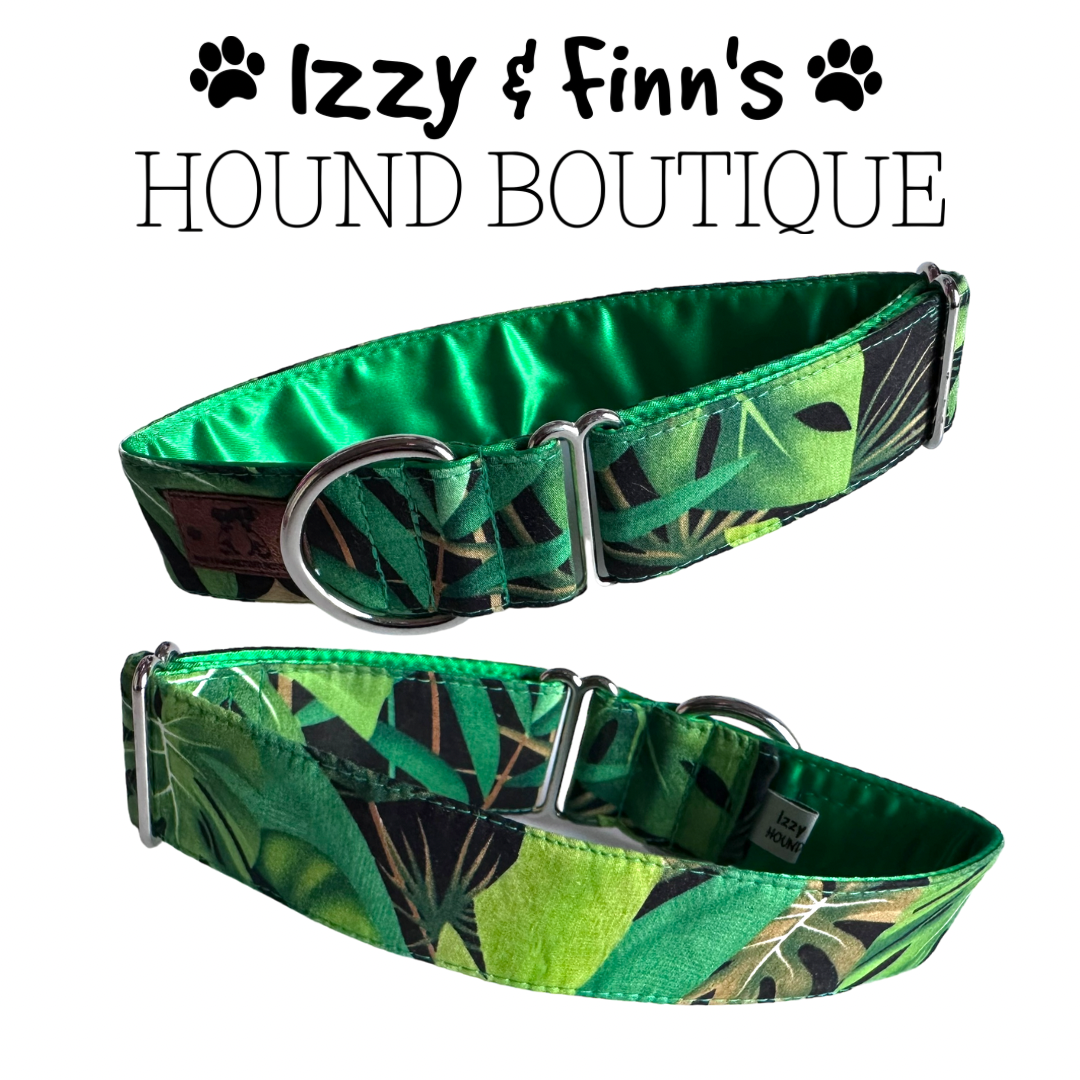 1.5" Monstera Leaves Greyhound House Collar