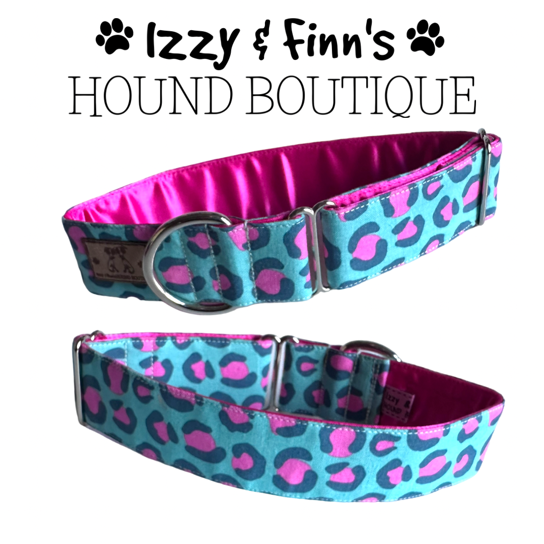 1.5" Mint Leopard Greyhound House Collar