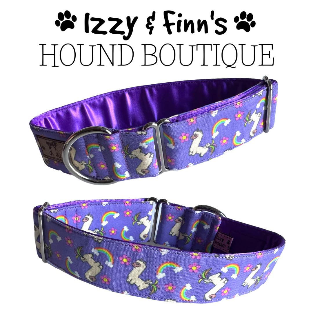 1.5" Purple Llamacorns Greyhound House Collar