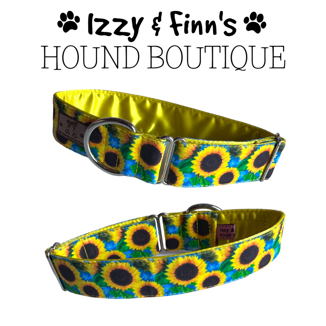 1.5" Sunflowers & Forget-me-nots Greyhound House Collar