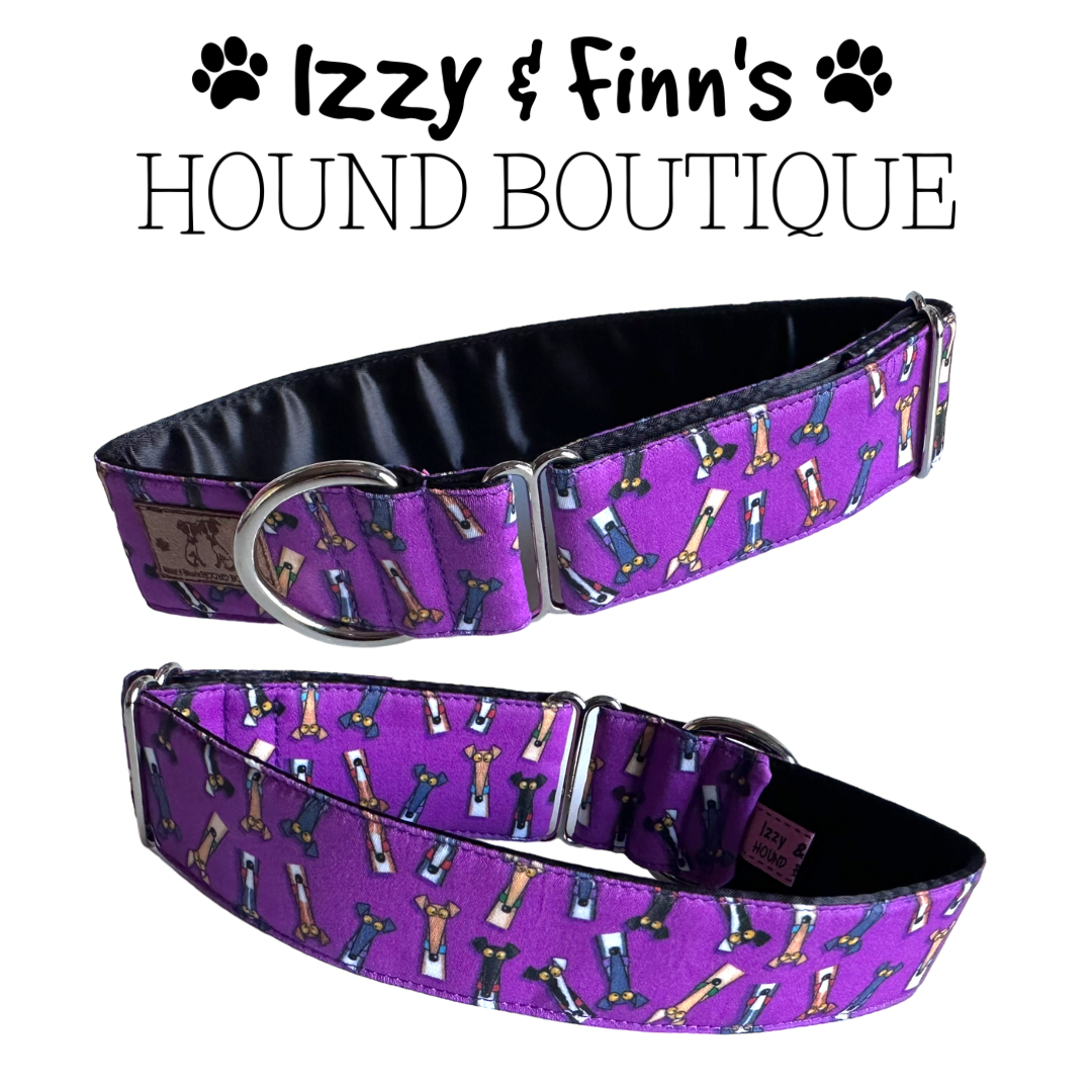 1.5" Richard Skipworth Purple Houndhead Medley Greyhound House Collar
