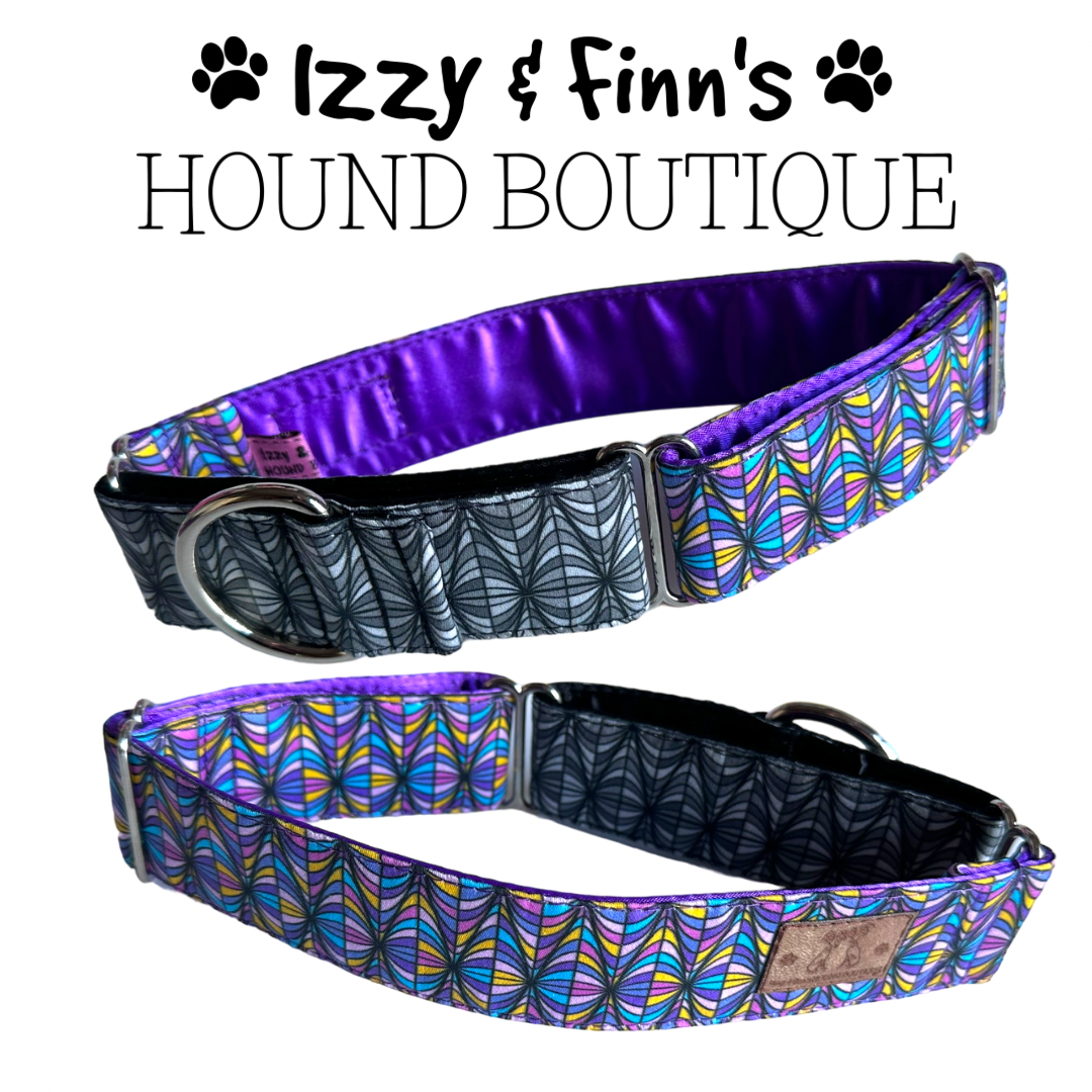 1.5" Stained Glass Greyhound Two-Tone Full Martingale Collar