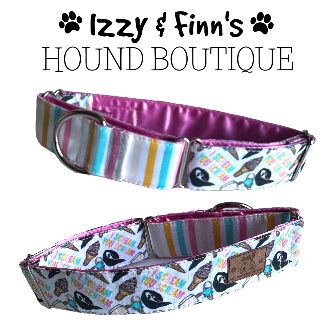 1.5" We all Scream Greyhound Two-Tone Full Martingale Collar