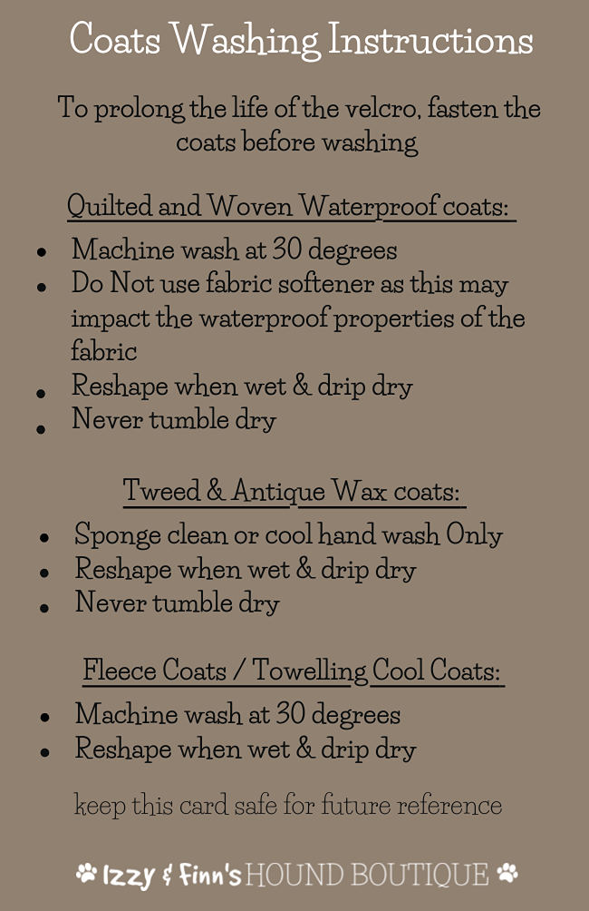 Coat washing instructions clearance