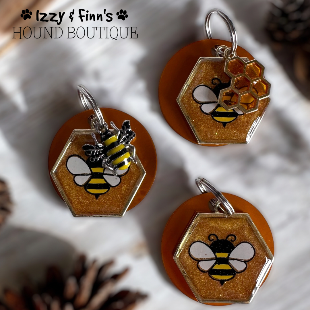 'Bee-utiful' 35mm Hybrid (Resin & Metal) Dog ID Tag