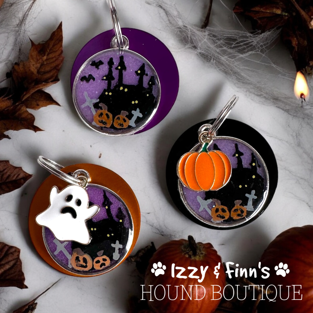 'Haunted House' 35mm Hybrid (Resin & Metal) Dog ID Tag