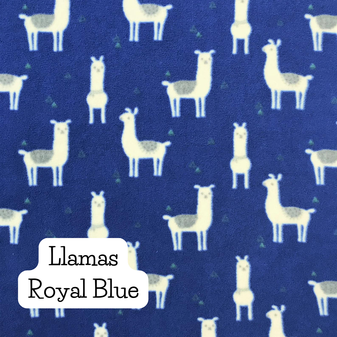 llamas royal blue fleece