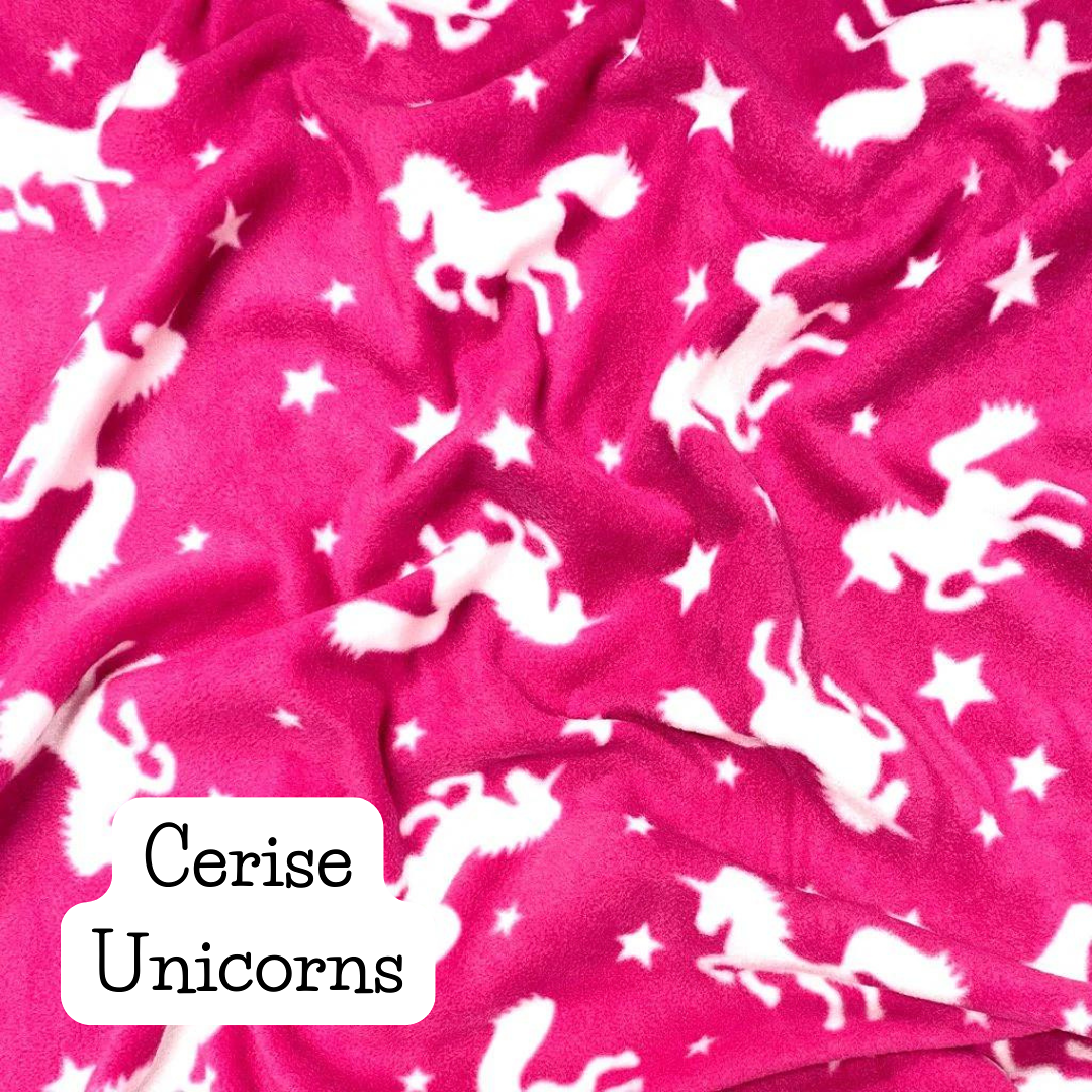 cerise unicorns fleece