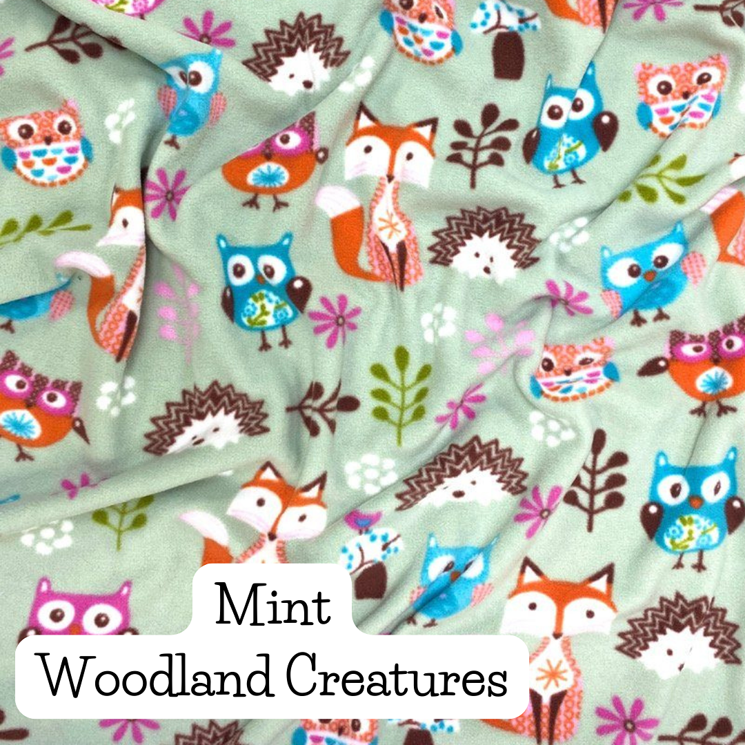 mint woodland creatures fleece