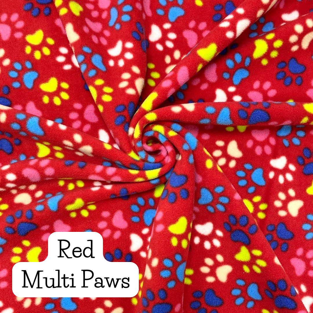 Red Multi Paws Fleece