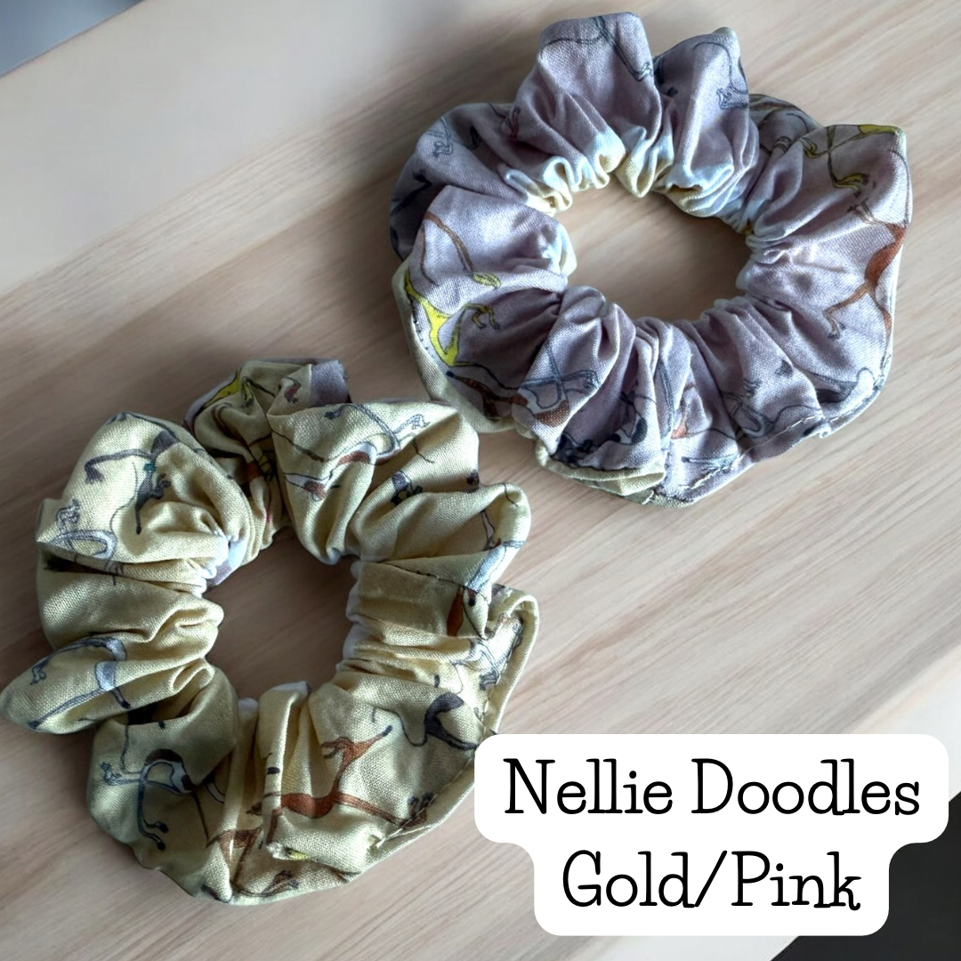 Nellie Doodles Gold/Pink Scrunchie