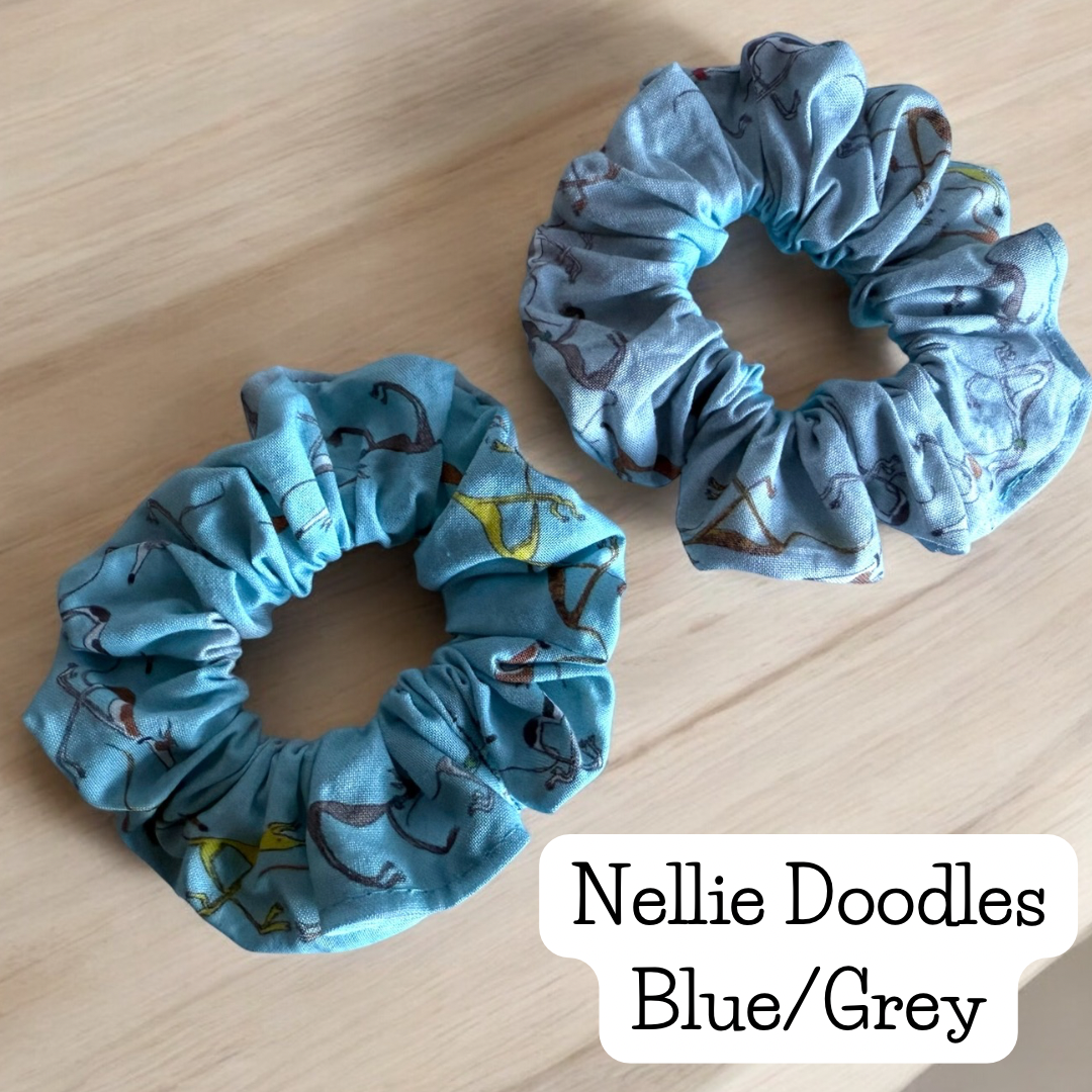 Nellie Doodles Blue/Grey Scrunchie