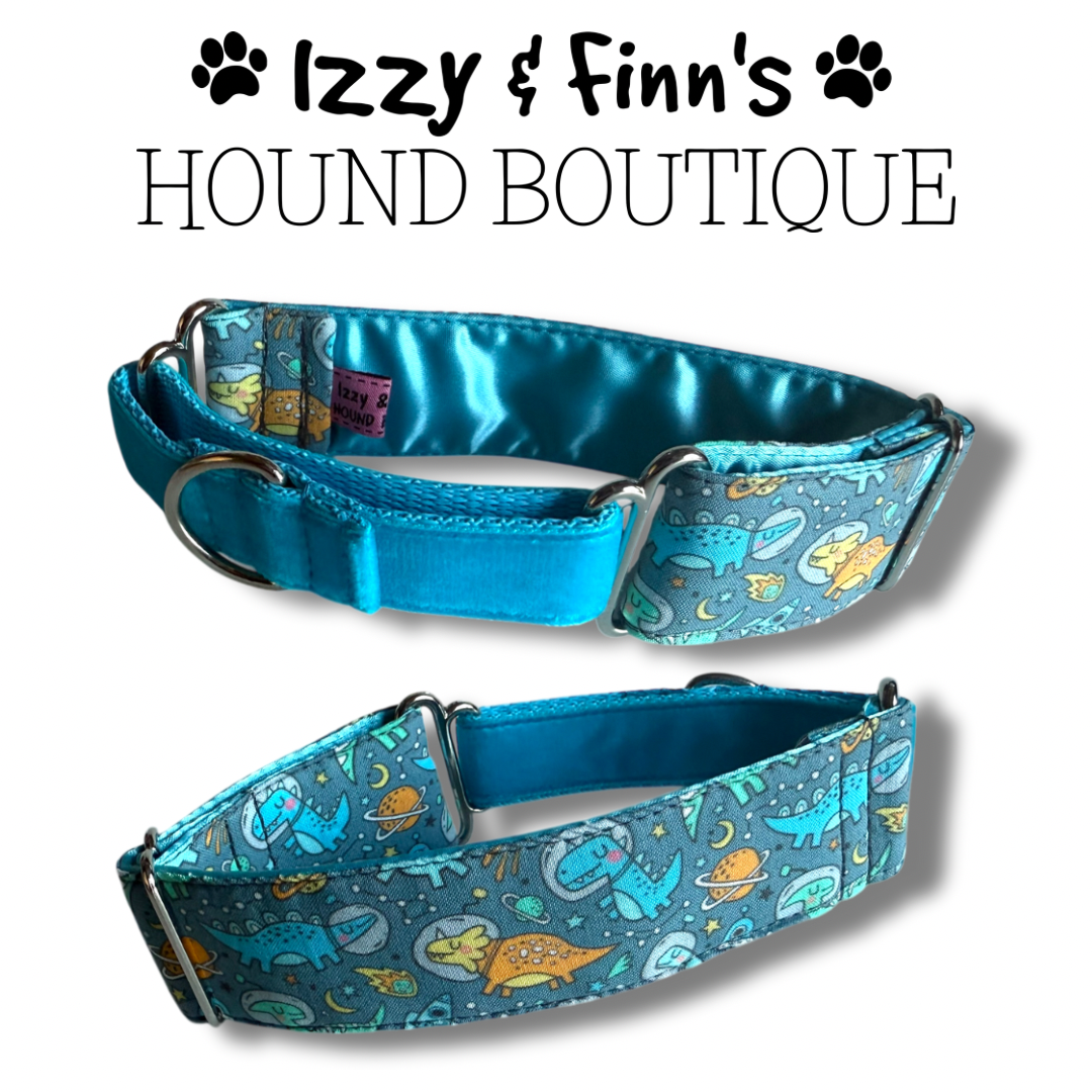 1.5" Space Dinos Whippet Half Martingale Collar