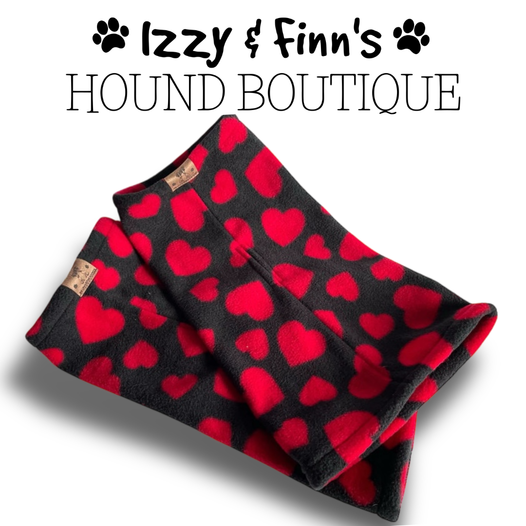 Ready Made - Valentines Hearts Black Fleece Snood