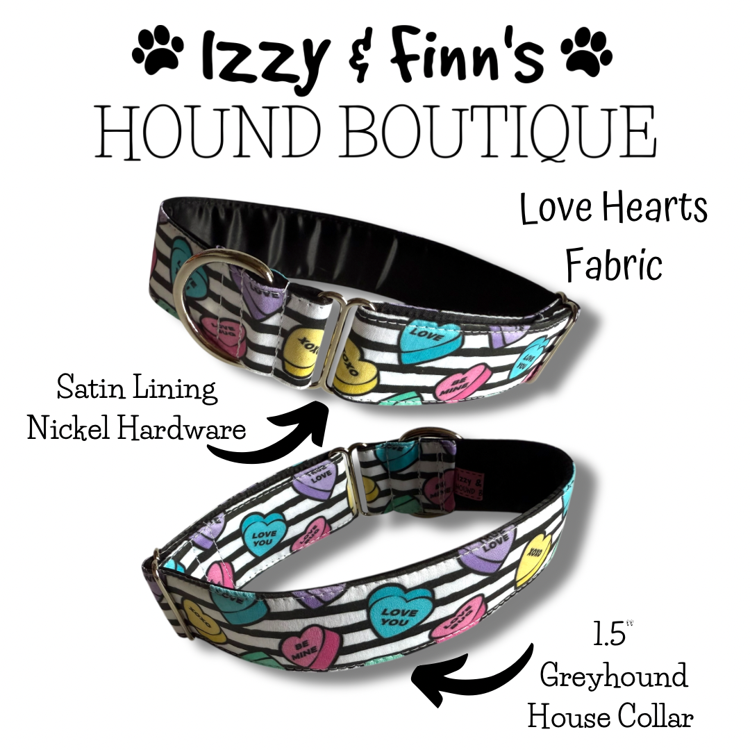 1.5" Love Hearts Greyhound House Collar