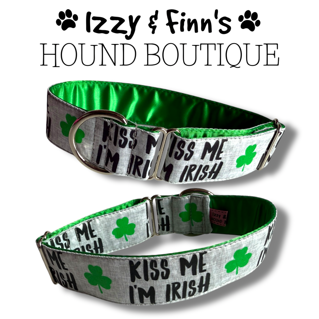 1.5" Kiss Me I'm Irish Greyhound House Collar