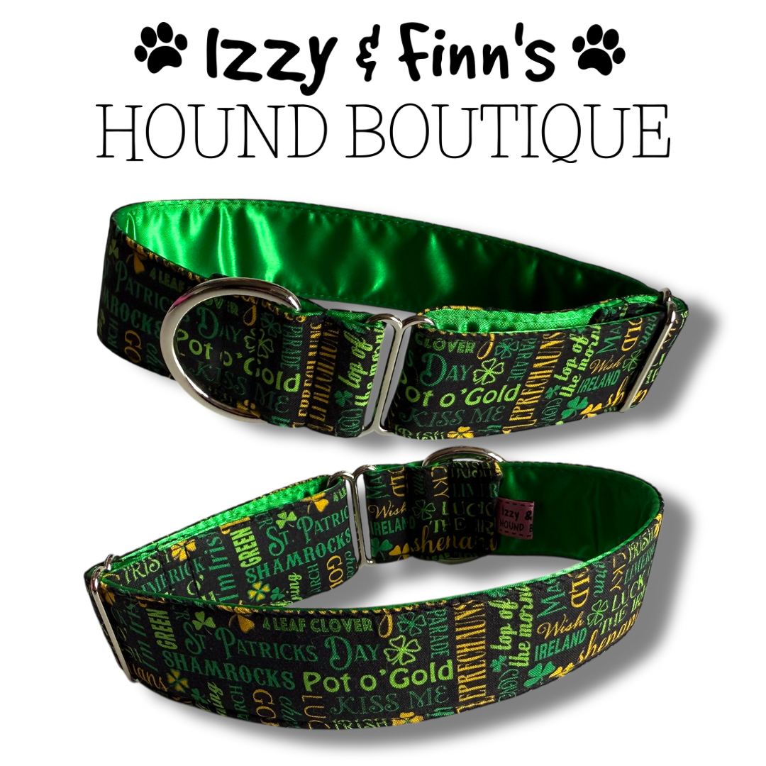 1.5" Irish Phrases Greyhound House Collar