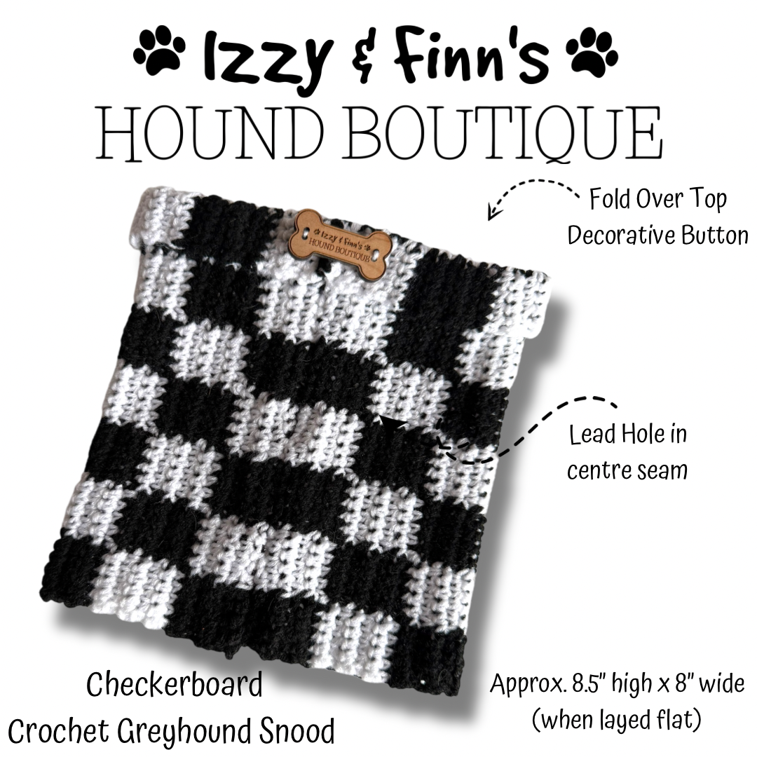 Ready Made - Checkerboard Crocheted Greyhound Snood