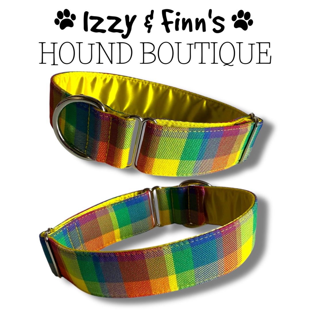 1.5" Rainbow Check Greyhound House Collar