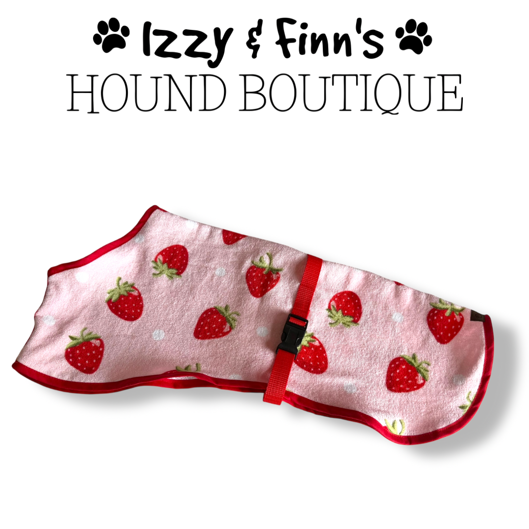Ready Made - Strawberries Towelling Cool Coat - Whippet 21"