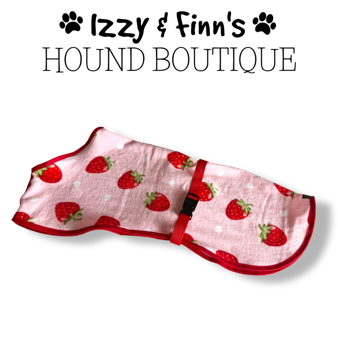 Ready Made - Strawberries Towelling Cool Coat - Whippet 23"