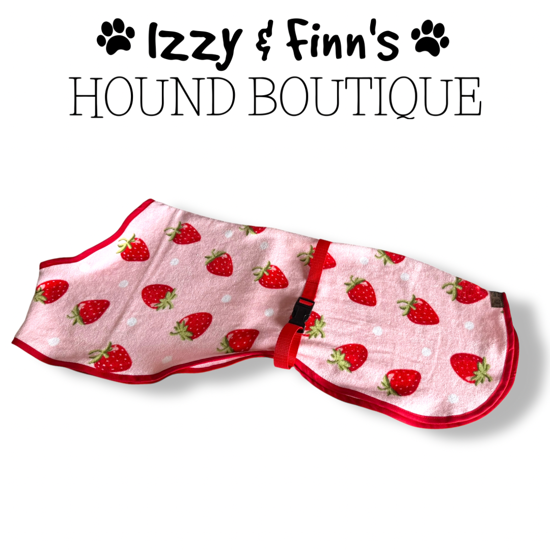 Ready Made - Strawberries Towelling Cool Coat - Greyhound 28"