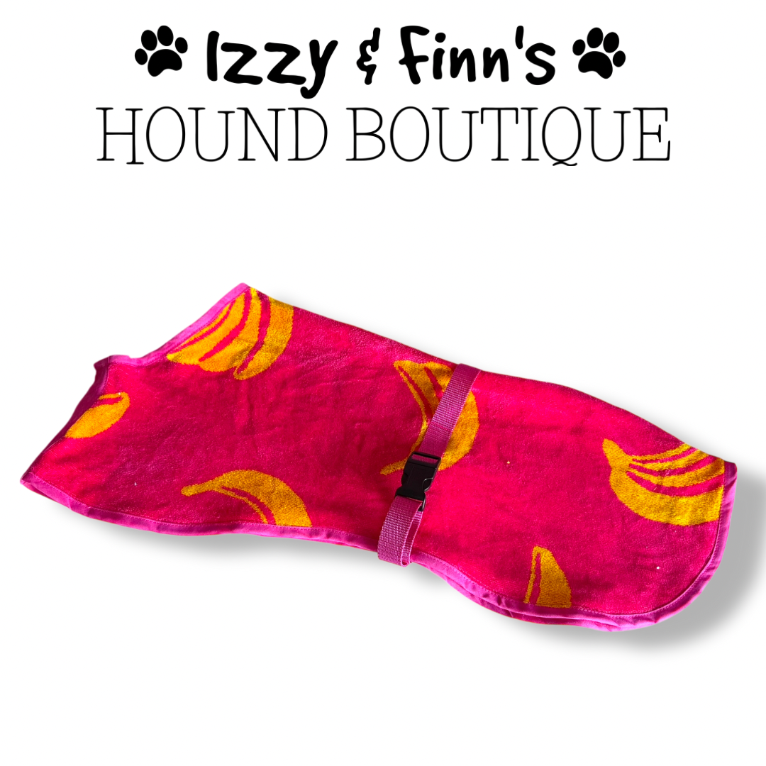 Ready Made - Pink Bananas Towelling Cool Coat - Whippet 23"