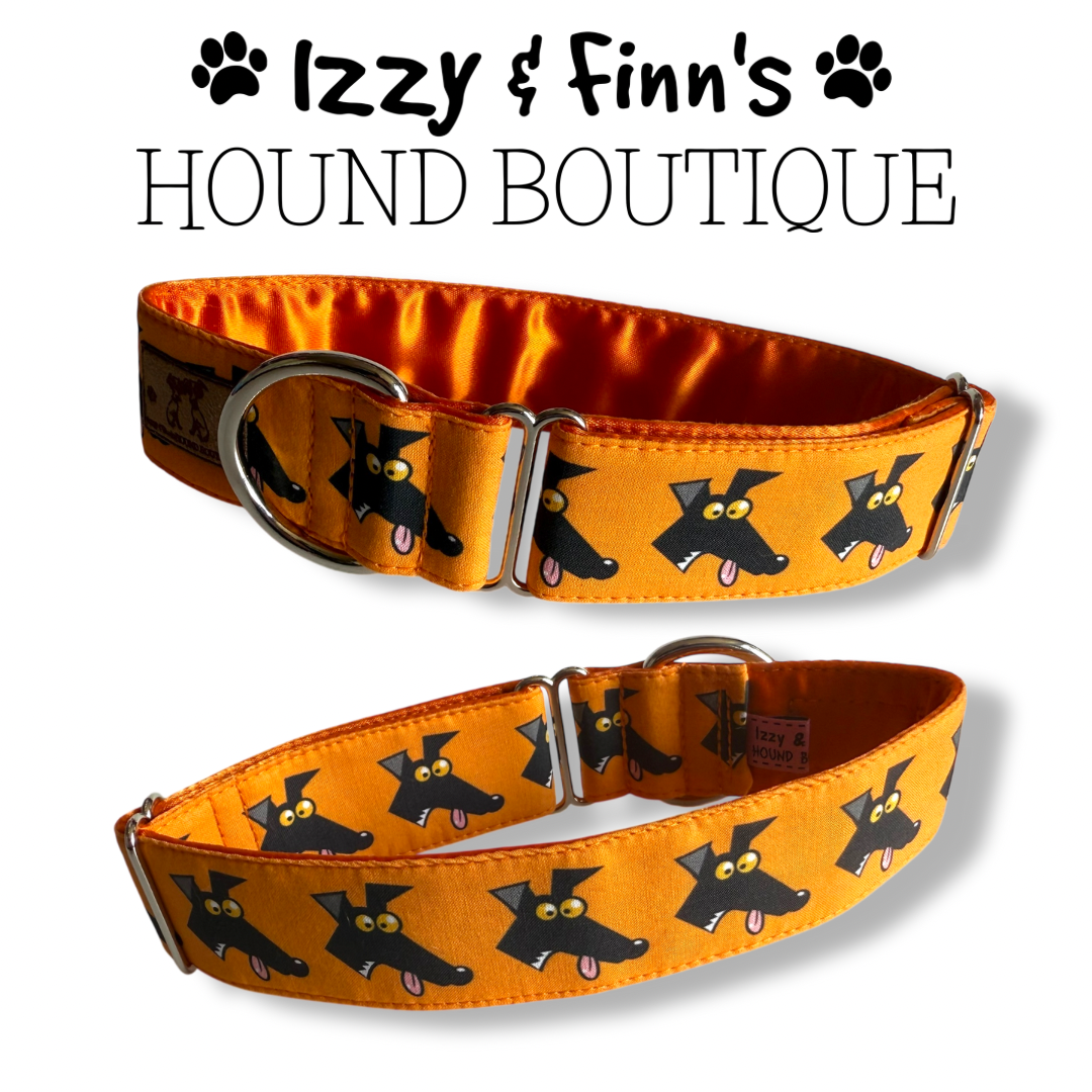 1.5" Richard Skipworth Orange Derps Greyhound House Collar