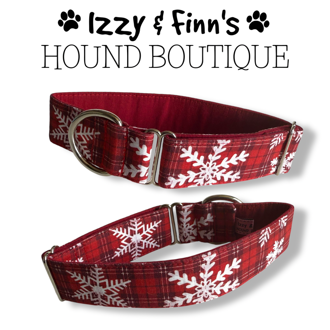 1.5" Snowflake Plaid Greyhound House Collar