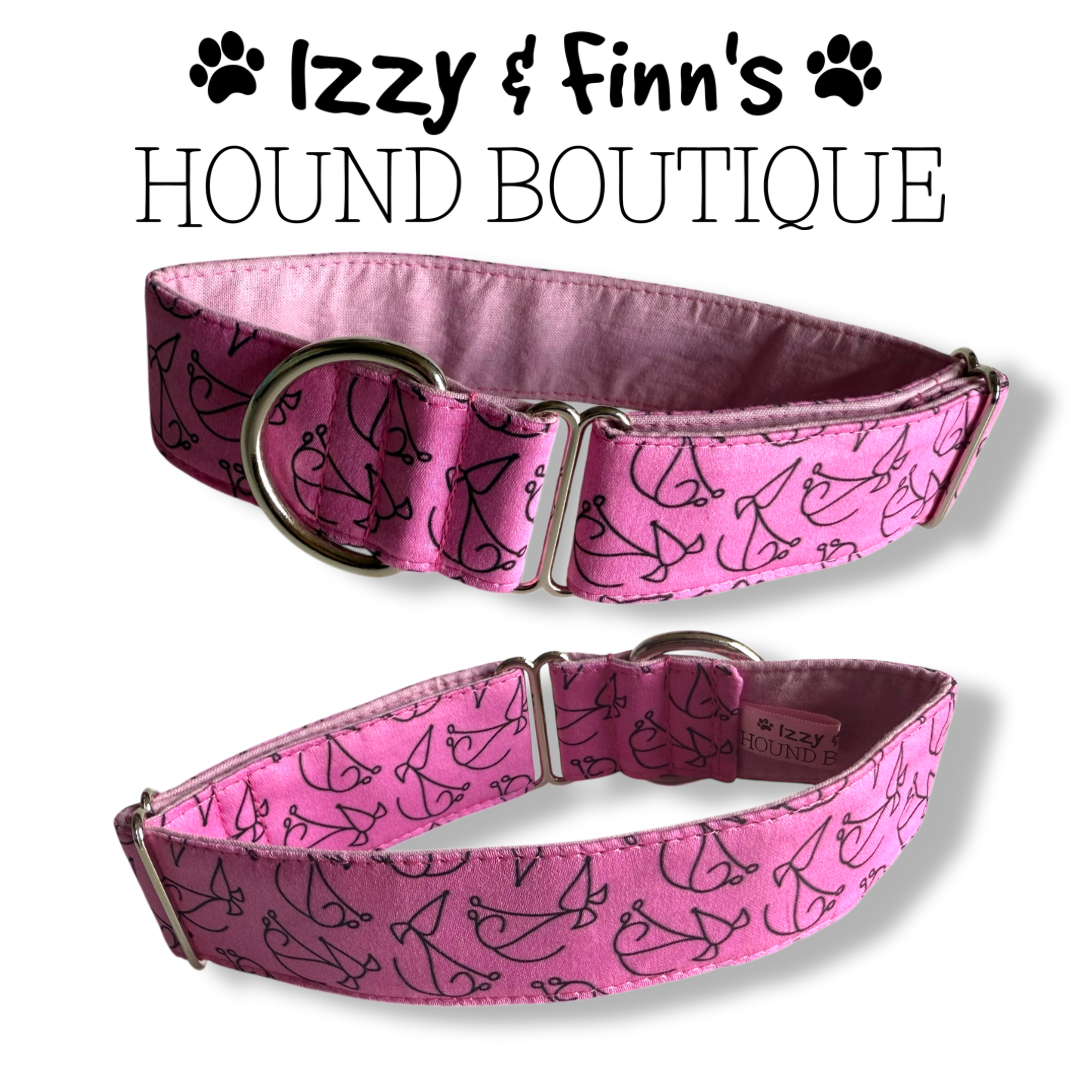 1.5" Pink Stick Hounds Greyhound House Collar
