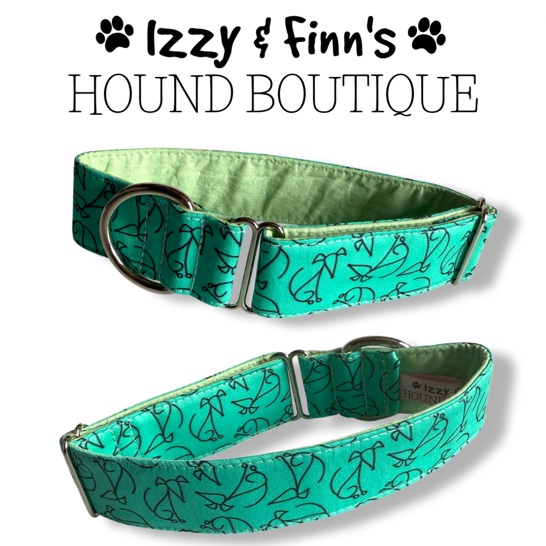 1.5" Aqua Stick Hounds Greyhound House Collar