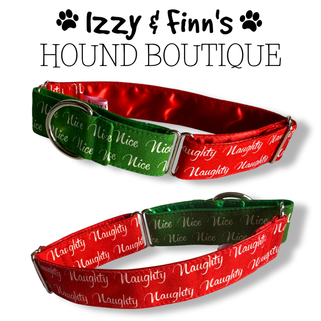 1.5" Naughty & Nice Two-Tone Greyhound Full Martingale Collar