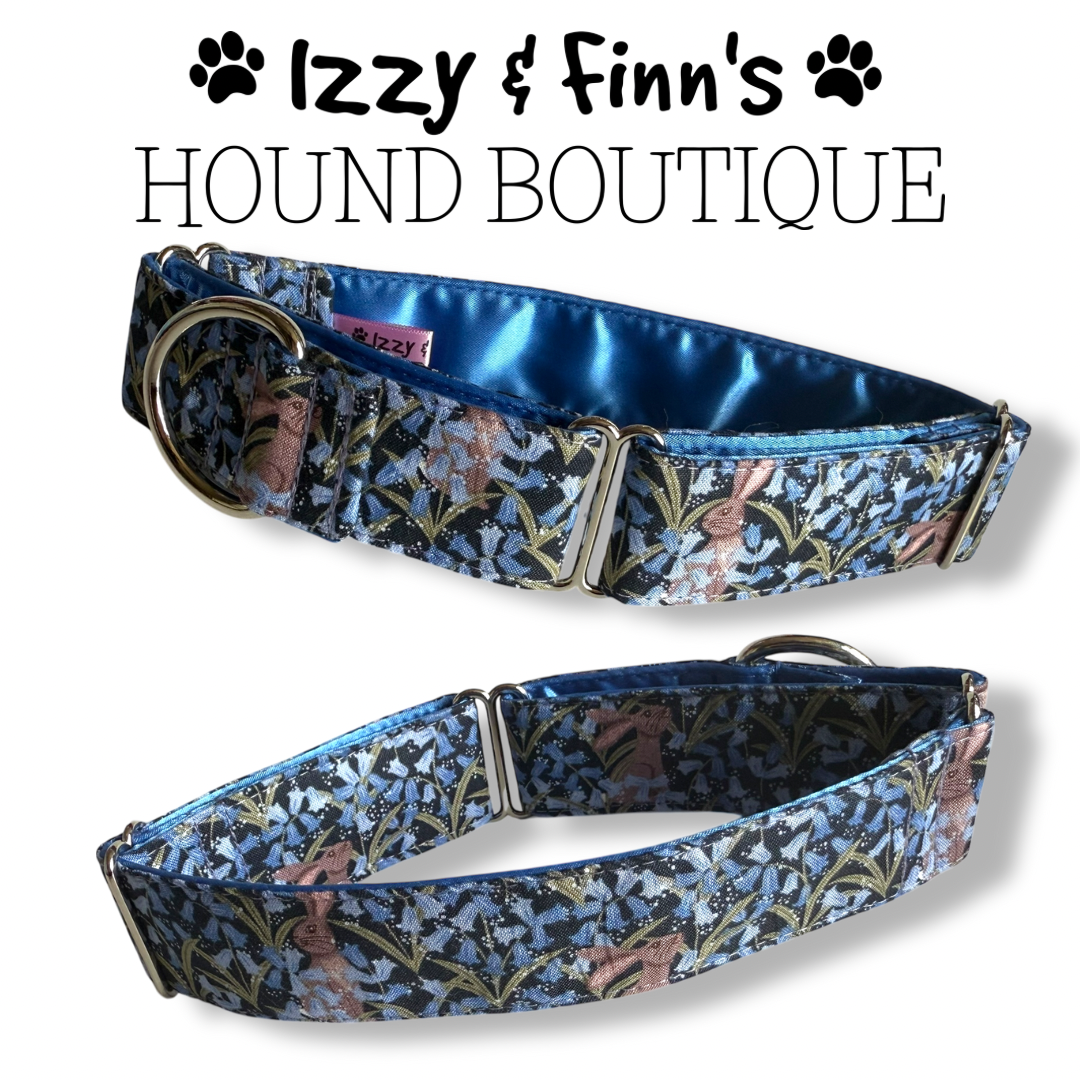 1.5" Bluebell Bunnies Greyhound Full Martingale Collar