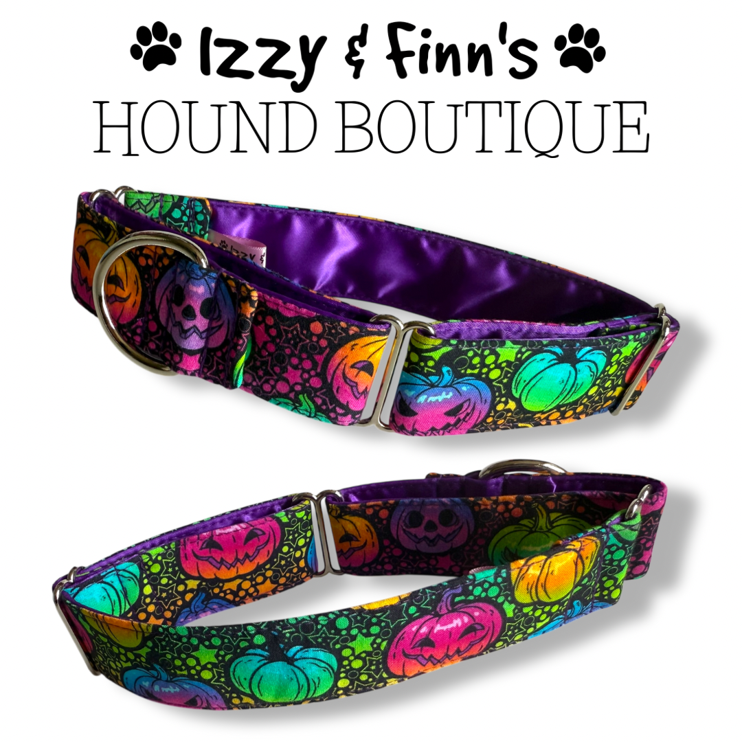 1.5" Neon Pumpkins Greyhound Full Martingale Collar
