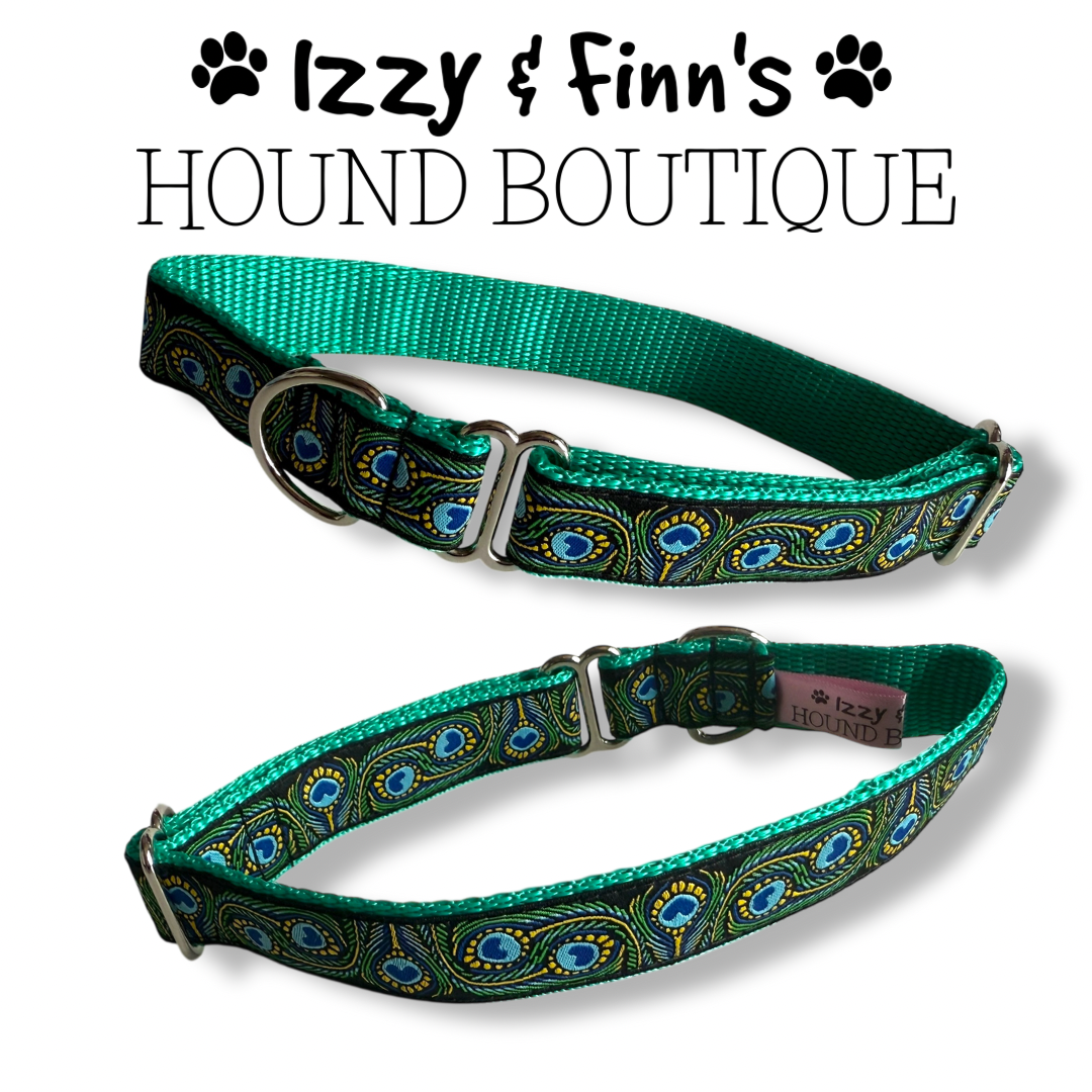 1" 'Peacock Feathers' Greyhound Jacquard House Collar