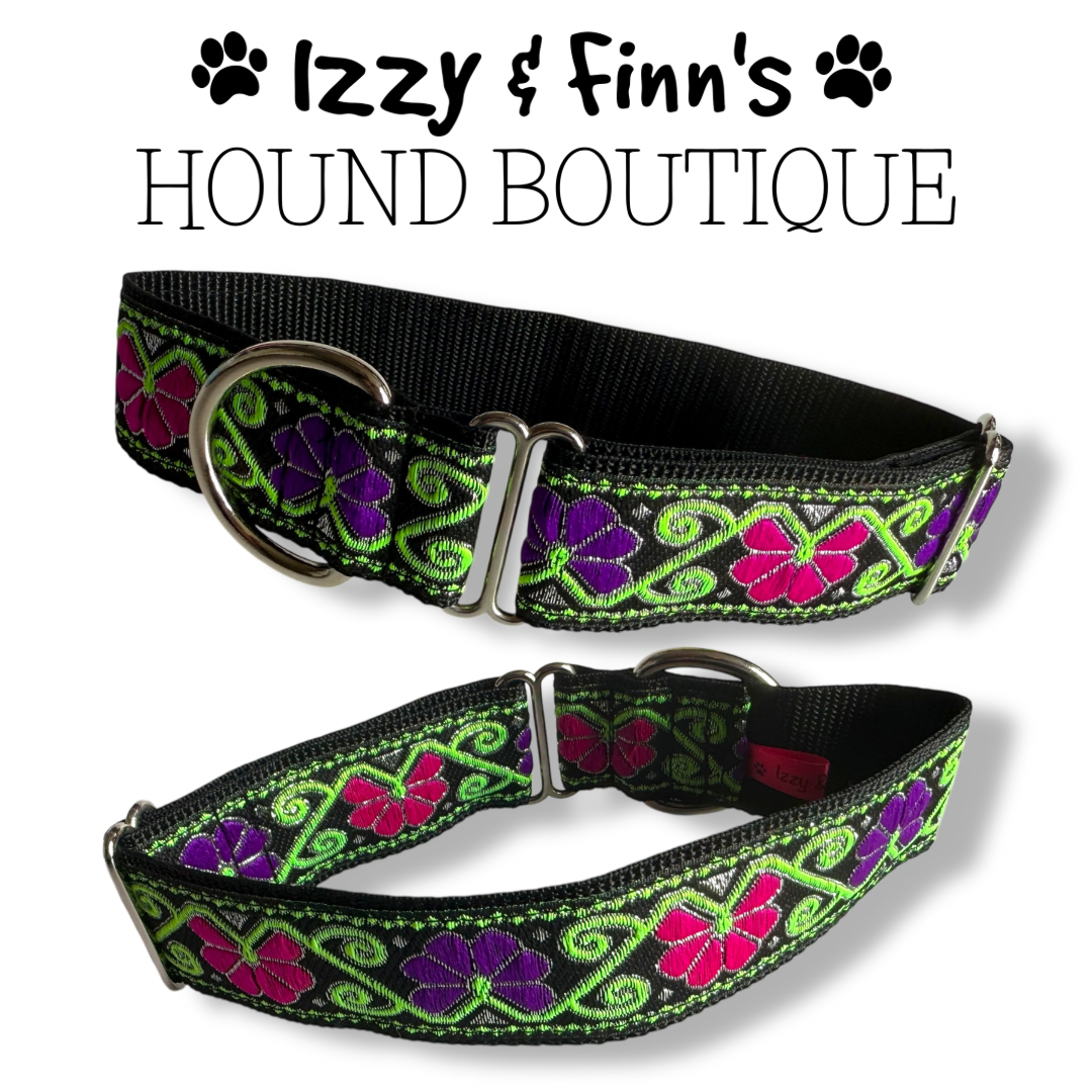 1.5" 'Black Lotus' Greyhound Jacquard House Collar