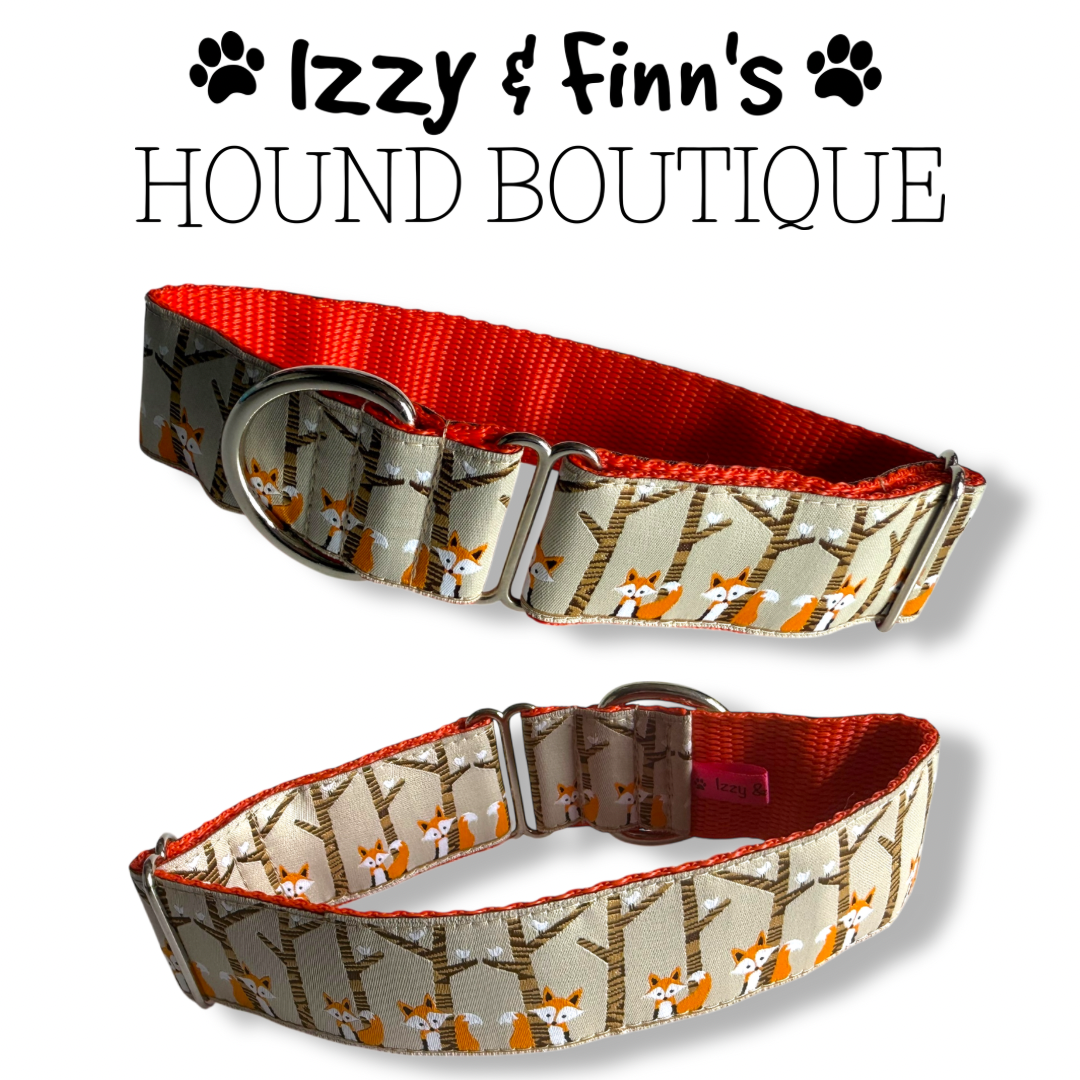 1.5" 'Peeking Foxes' Greyhound Jacquard House Collar