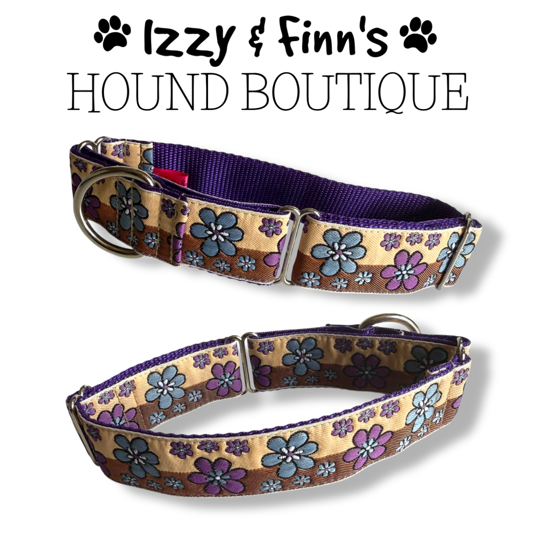 1.5" 'Groovy Flowers' Greyhound Jacquard Full Martingale Collar